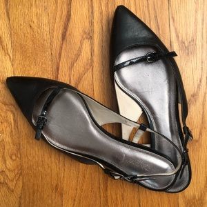 Vintage Coach Black Leather Slingback Flats